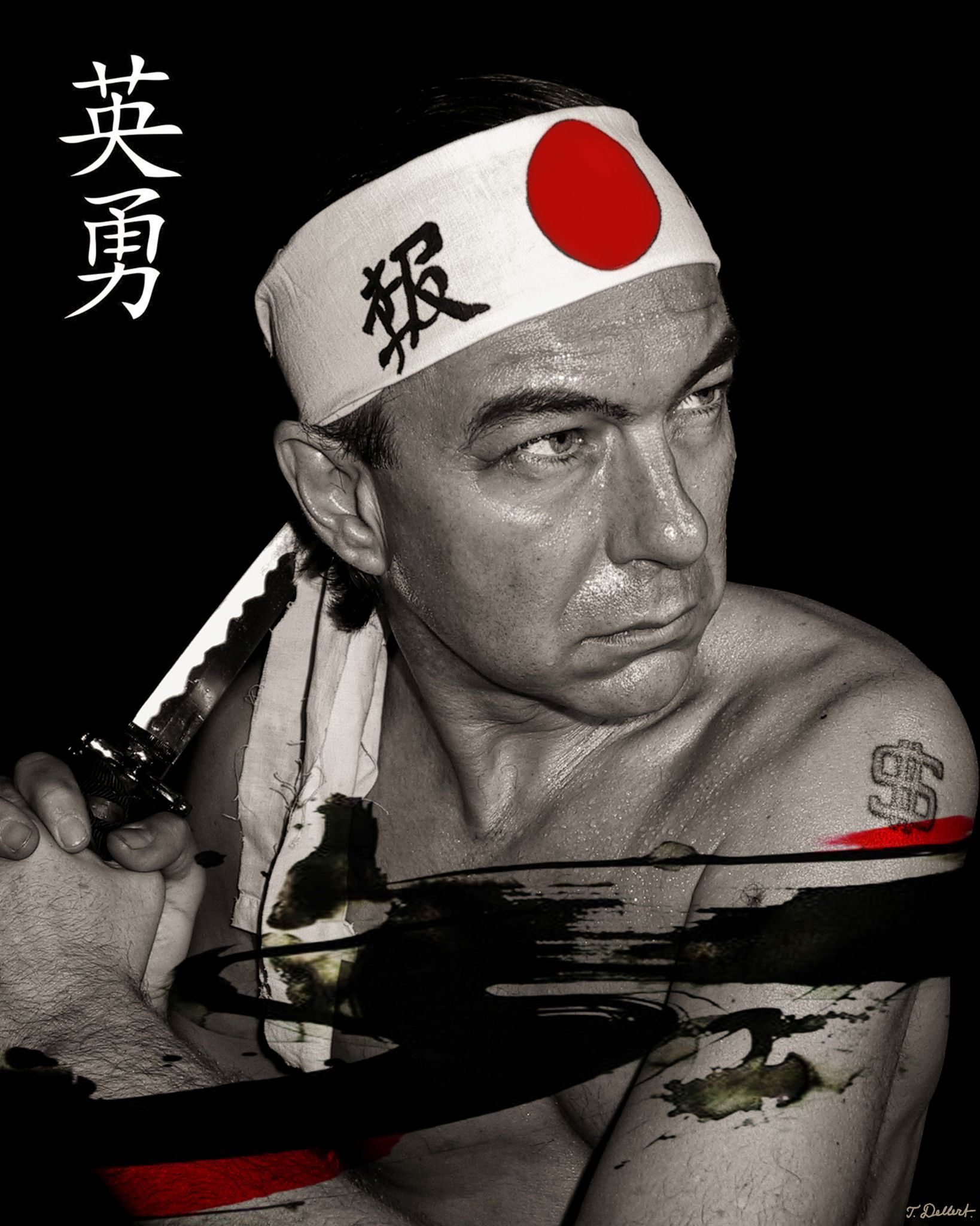 Small 80 x 100 Thomas Dellert as Yukio Mishima with Sword